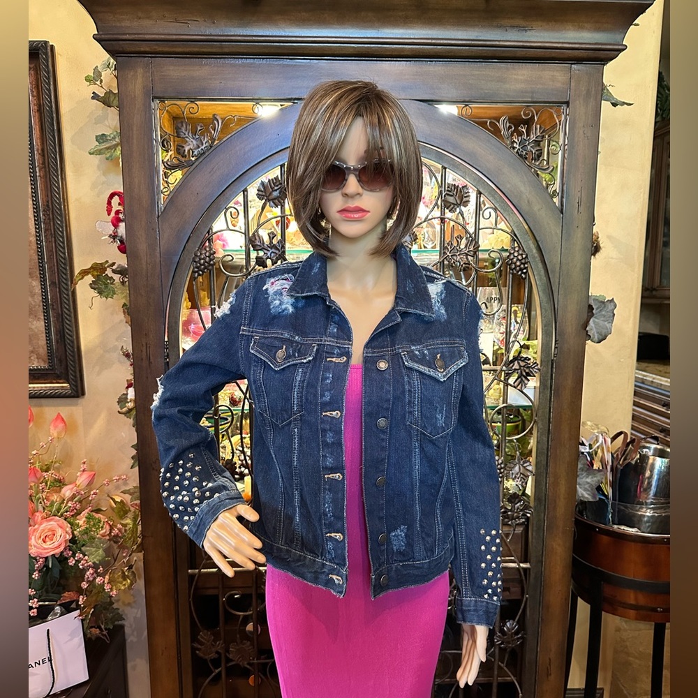 Sandro distressed studded Denim Jacket